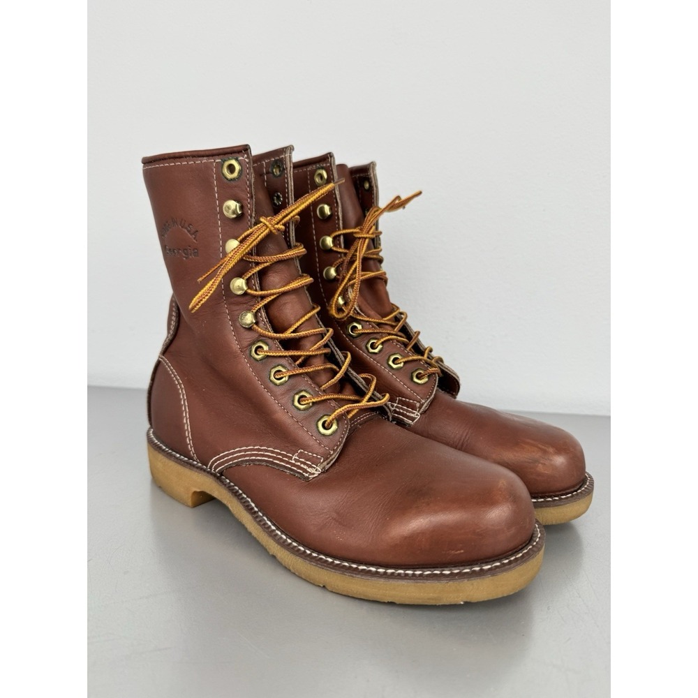 Vintage 60s Georgia Giant Red Shop Boots Mens 6.5 XW Leather Work Unbroken-In